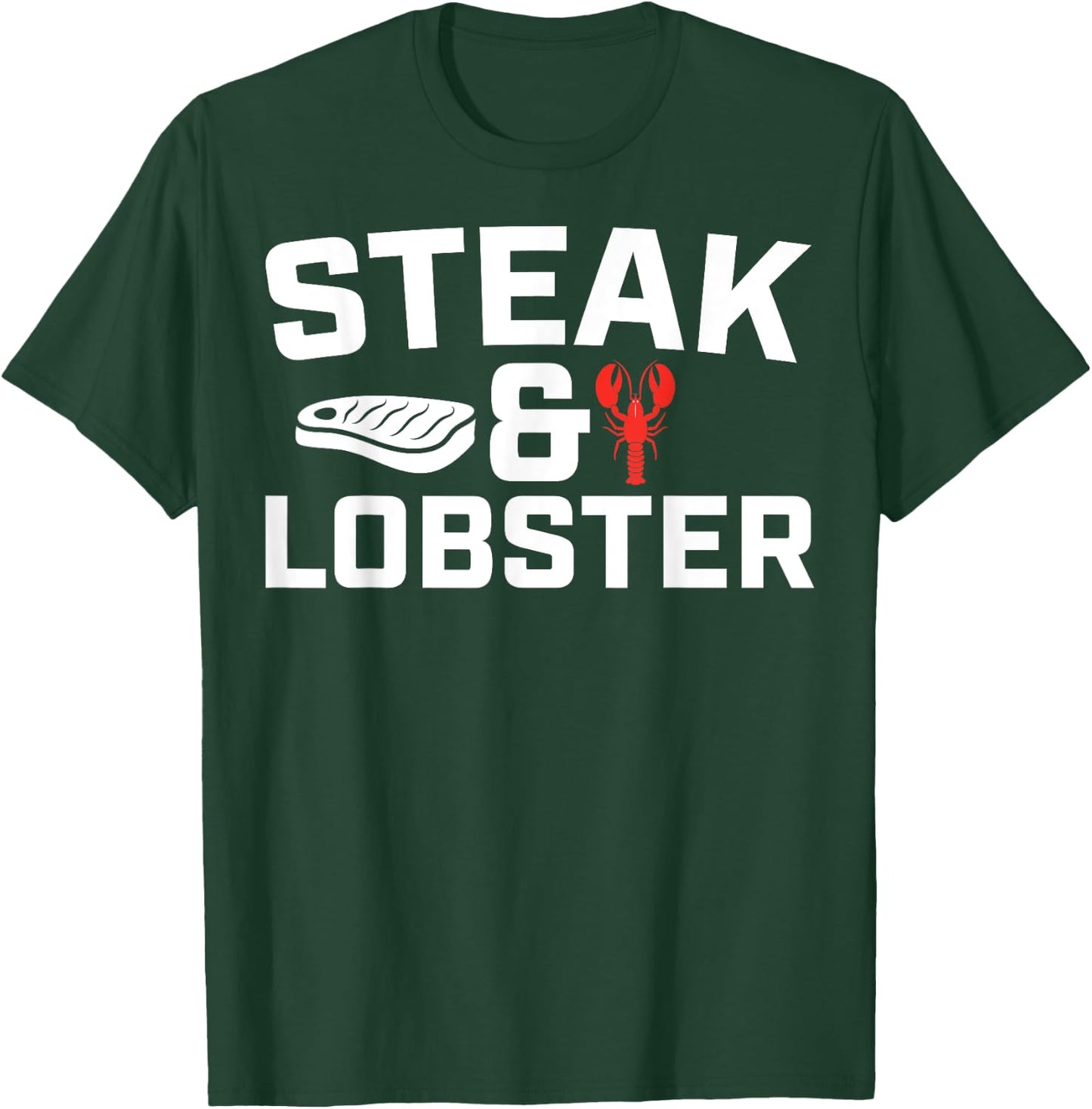 Steak And Lobster, Seafood Cow Beef Crawfish Lobster T-Shirt - T-Shirt | Forest