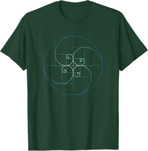 Fibonacci Spiral Golden Ratio Geometry Architecture Phi T-Shirt - T-Shirt | Forest