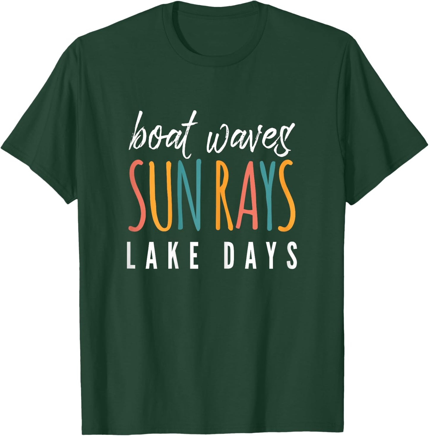 Boat Waves Sun Rays Lake Days Tank Lake Life T-Shirt - T-Shirt | Forest