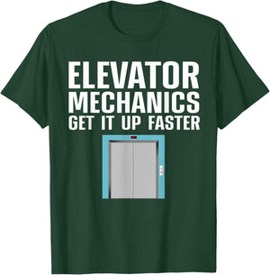 Funny Elevator Mechanic Art Men Machinist Elevator Operator T-Shirt - T-Shirt | Forest
