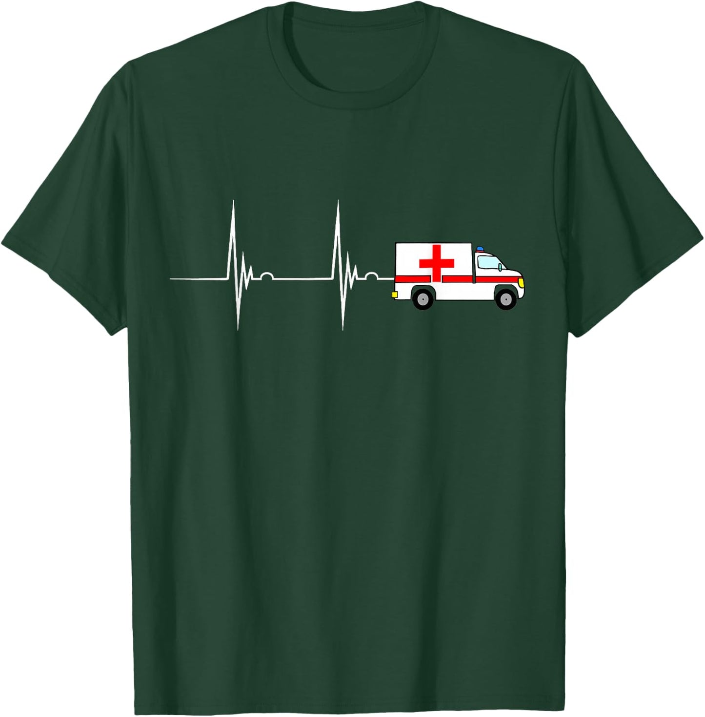 Ambulance Driver Ambulance Ambulance Heartbeat ECG Pulse Rate T-Shirt - T-Shirt | Forest