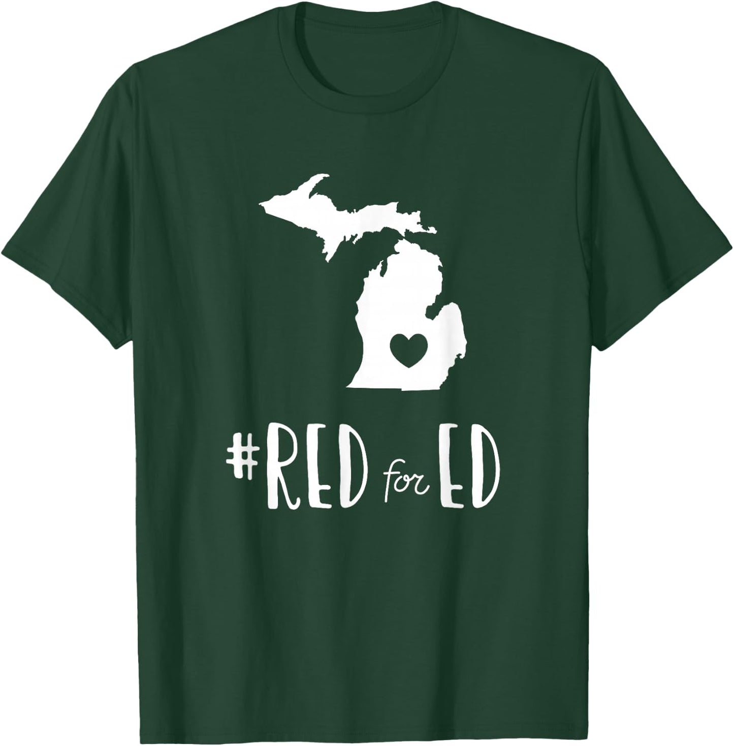 Red For Ed Michigan Teacher Public Education T-Shirt - T-Shirt | Forest