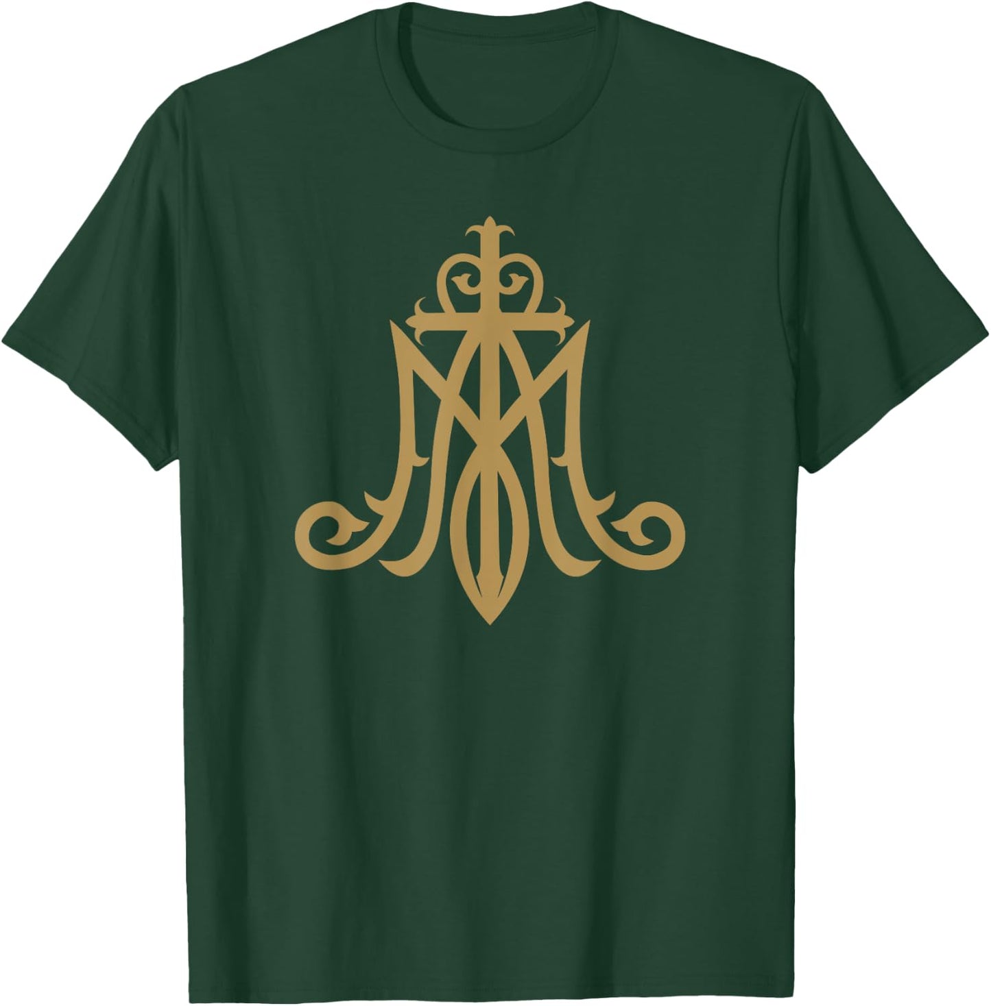 Virgin Mary Insignia Ave Maria Monogram Catholic T-Shirt - T-Shirt | Forest