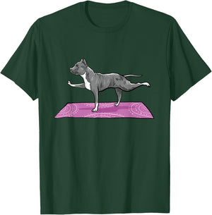Pitbull Doing Yoga Funny Pitbull Dog Lover Yogi Teacher T-Shirt - T-Shirt | Forest