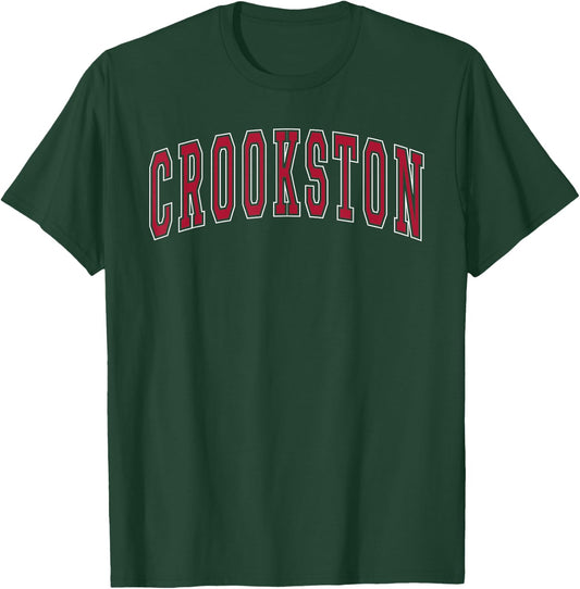 Crookston Minnesota Souvenir College Style Red Text T-Shirt - T-Shirt | Forest