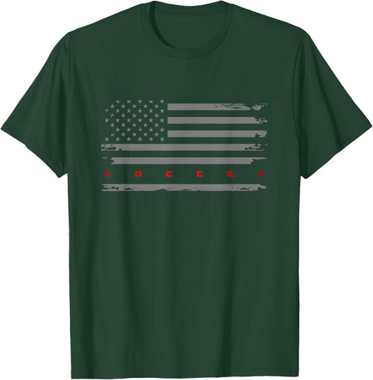 American Flag Soccer Apparel - Soccer Women Kids Men T-Shirt - T-Shirt | Forest