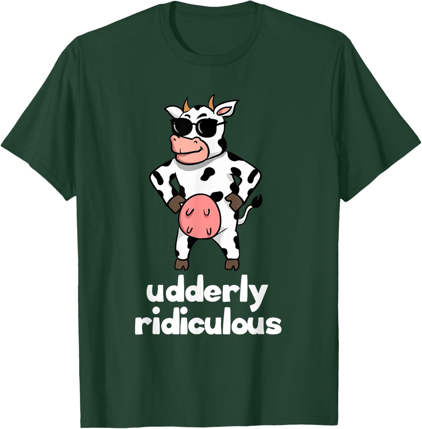 Udderly Ridiculous Funny Black and White Cow With Udder T-Shirt - T-Shirt | Forest
