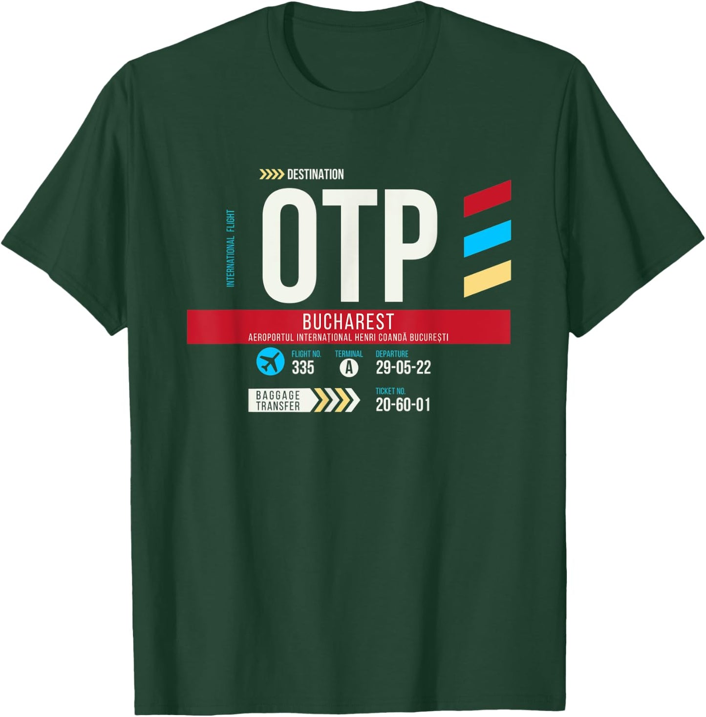 Vintage Bucharest OTP Airport Code Retro Travel Day Romania T-Shirt - T-Shirt | Forest