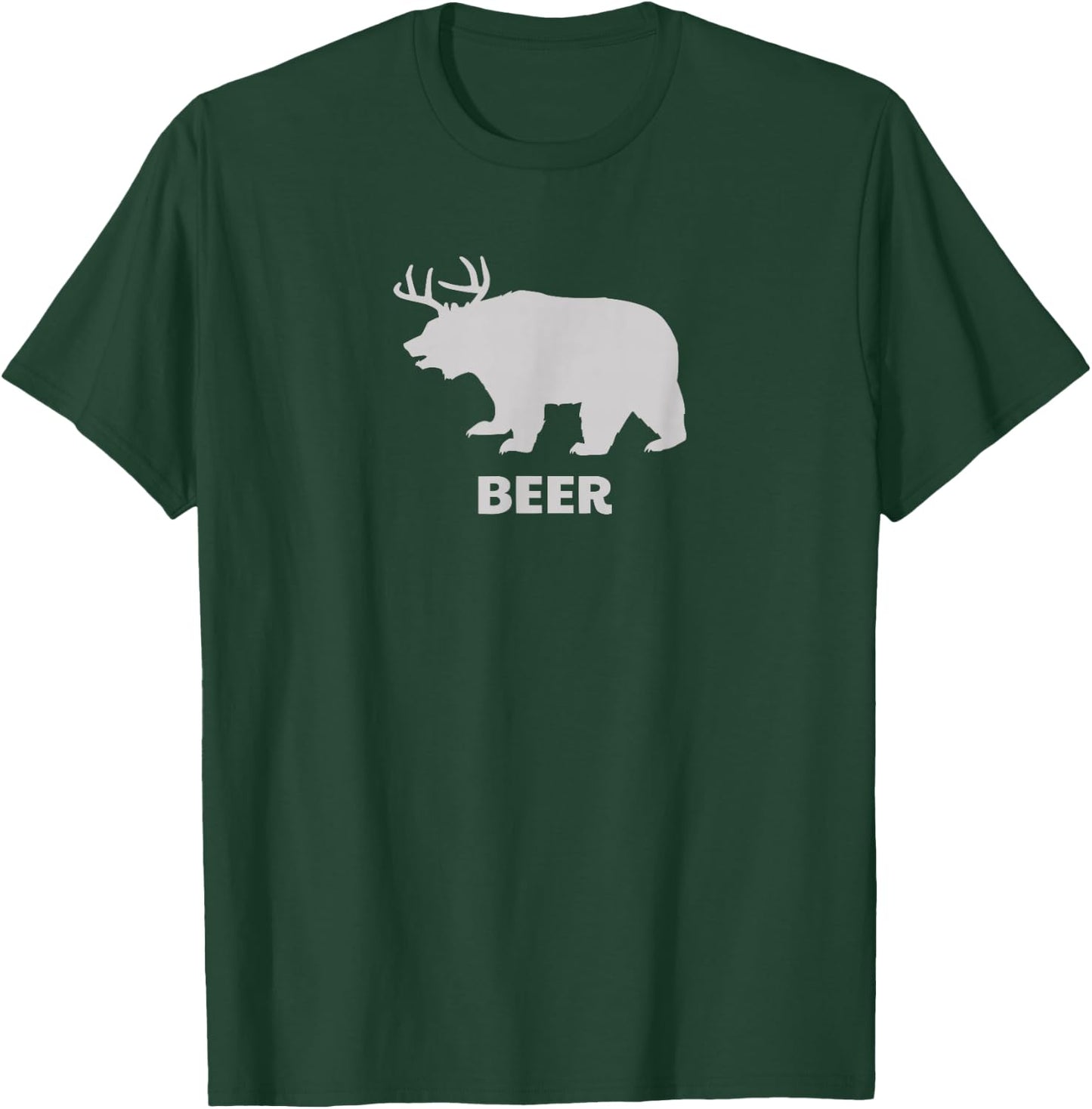 Deer Antlers + Grizzly Bear = Beer, Funny Hunting Drinking T-Shirt - T-Shirt | Forest