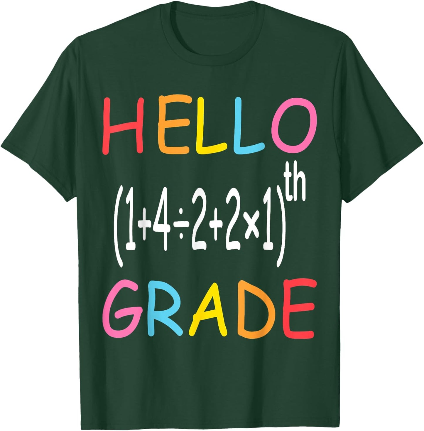 Back to School Hello Fifth Grade Equation Math Teacher Funny Men Women Girls Kids T-Shirt - T-Shirt | Forest
