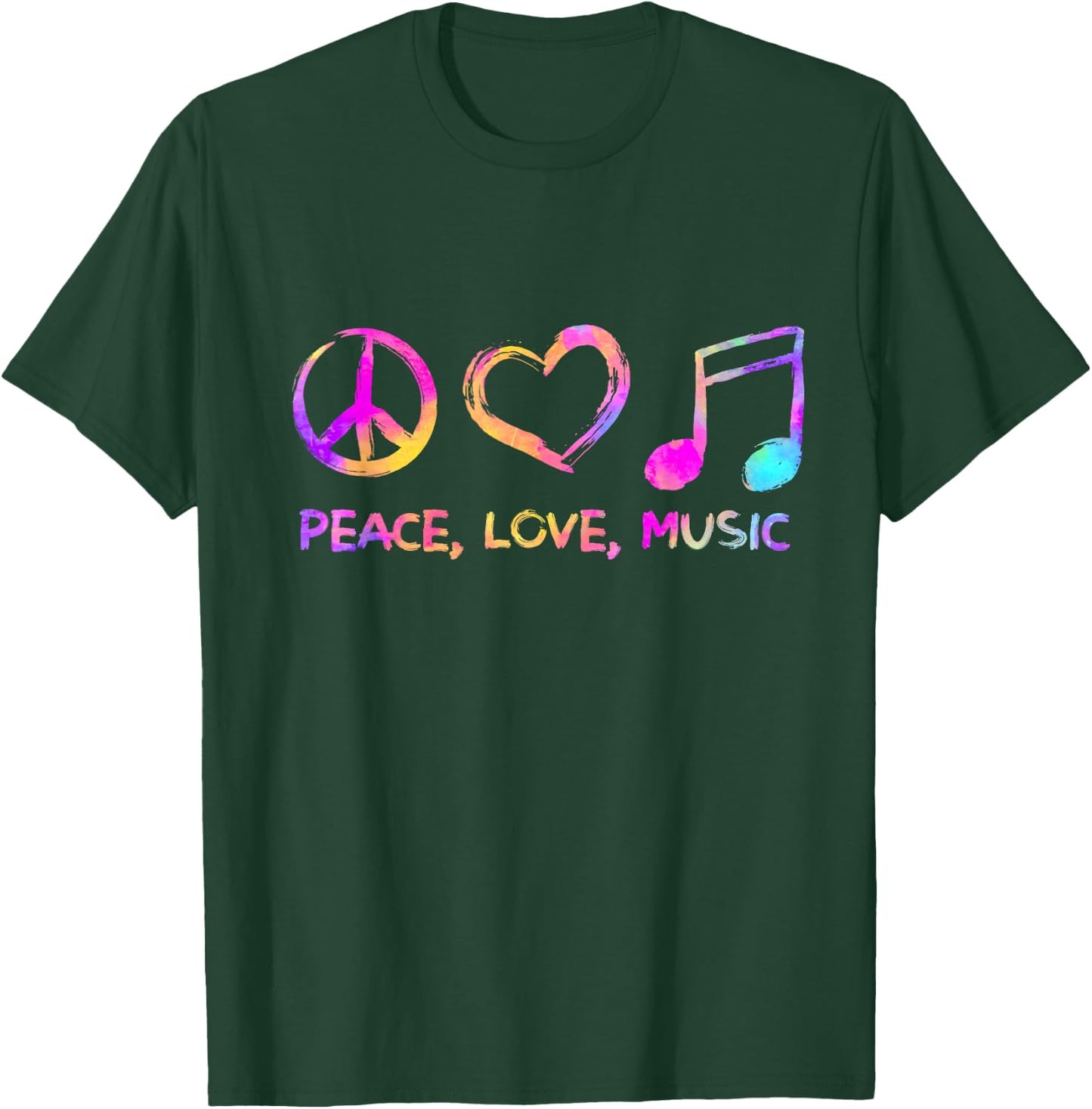 Peace Love Music Hippie T-Shirt - T-Shirt | Forest