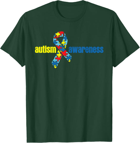 Autism Autism Awareness Ribbon Piece Gift T-Shirt - T-Shirt | Forest