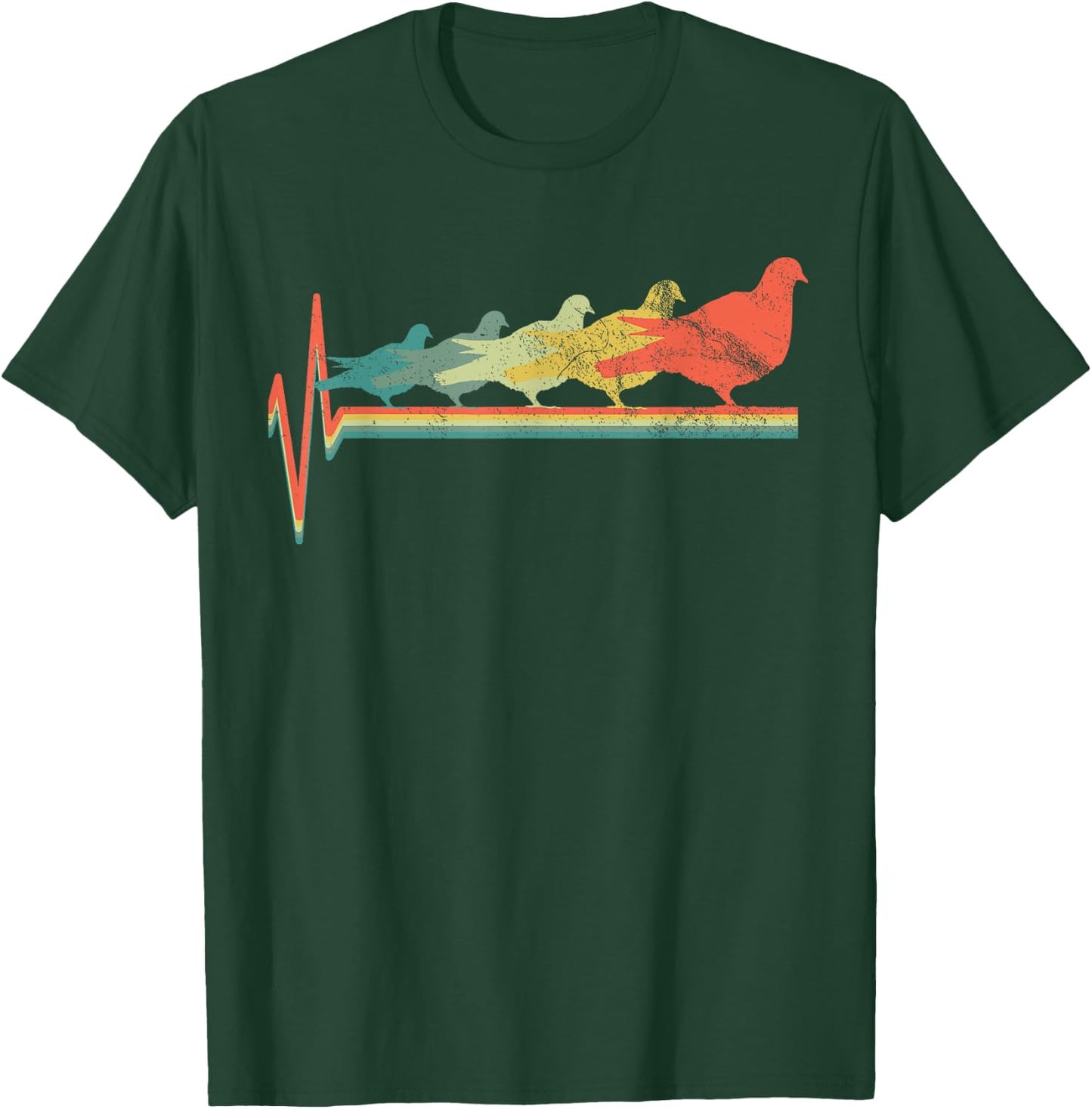 Bird Doves Pidgeon Heartbeat Gift Vintage T-Shirt - T-Shirt | Forest
