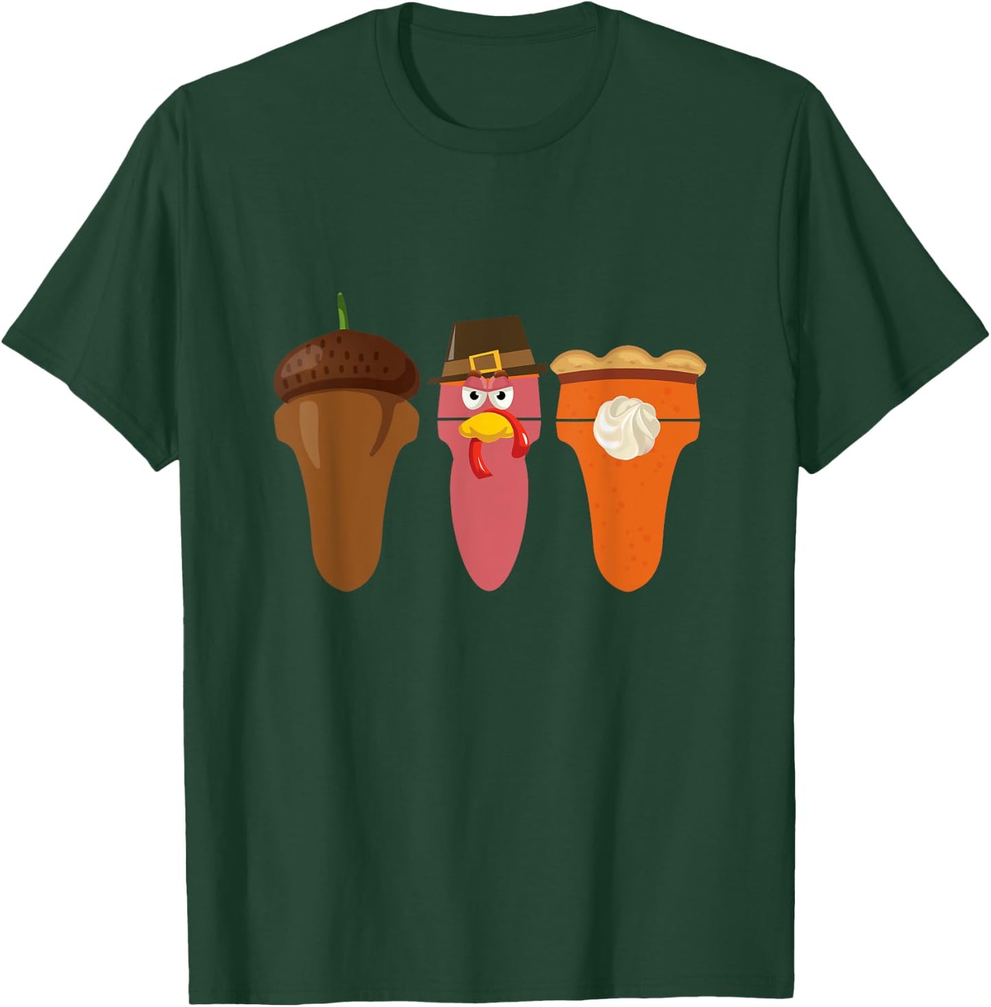 Sonographer Thanksgiving Acorn Turkey Pumpkin Pie Ultrasound T-Shirt - T-Shirt | Forest