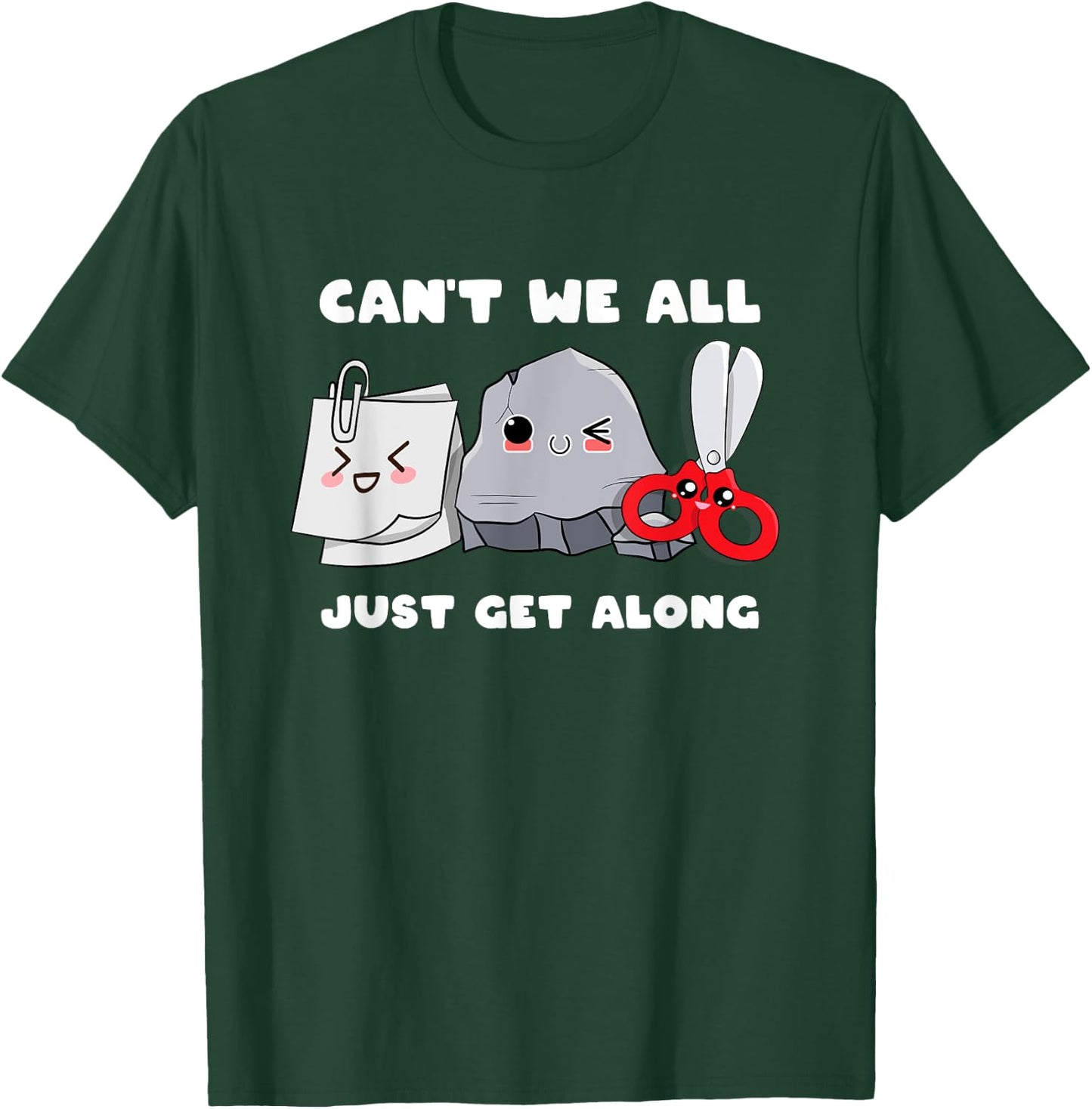 Can't We All Just Get Along Cute Rock Paper Scissors T-Shirt - T-Shirt | Forest