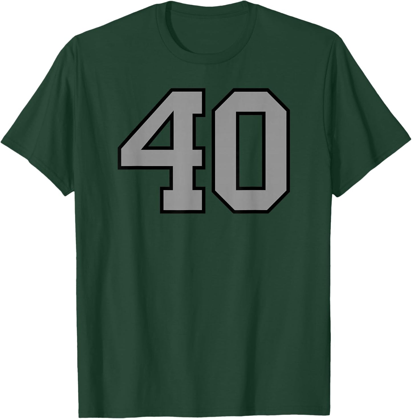 Black Silver Sports Team Number 40 T-Shirt - T-Shirt | Forest