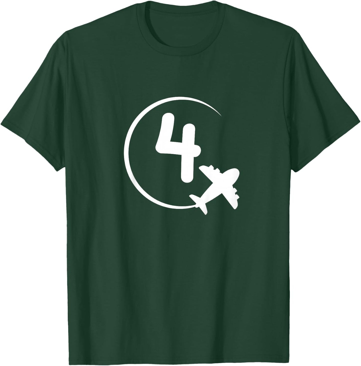 Kids Four 4 year old birthday Airplane shirt. Boy 4th birthday T-Shirt - T-Shirt | Forest