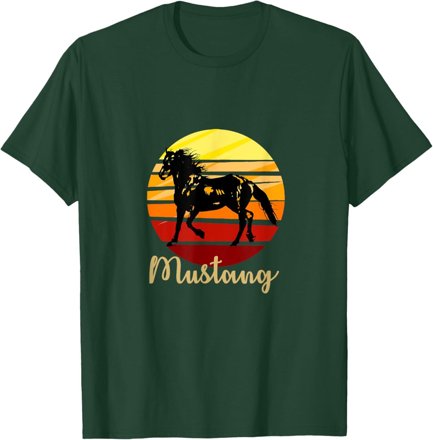 Mustang horse breed running in sunset Pony Trail Rodeo Shirt T-Shirt - T-Shirt | Forest
