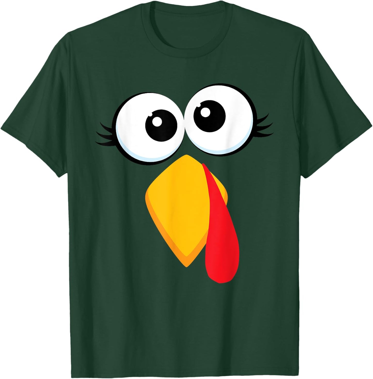 Funny Turkey Face Thanksgiving Cute Boys Girls Chicken Face T-Shirt - T-Shirt | Forest