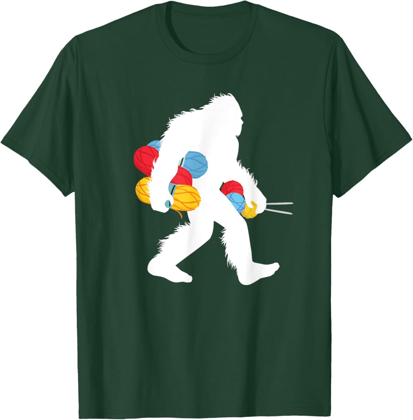 Bigfoot Knitting Sewing Needleworker Sasquatch Knitter T-Shirt - T-Shirt | Forest