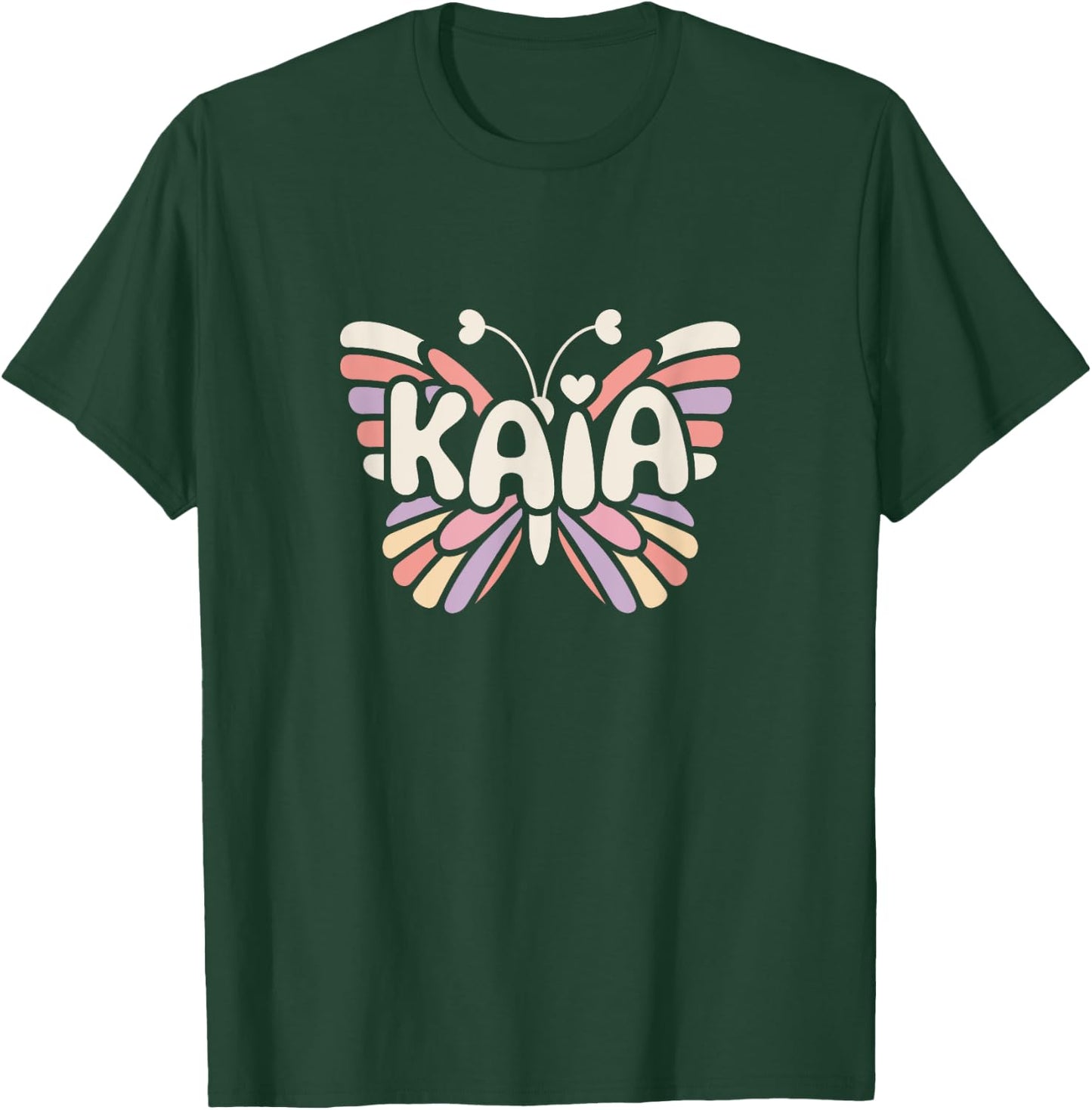 Kaia Butterfly - Personalized Cute Name Word Art T-Shirt - T-Shirt | Forest