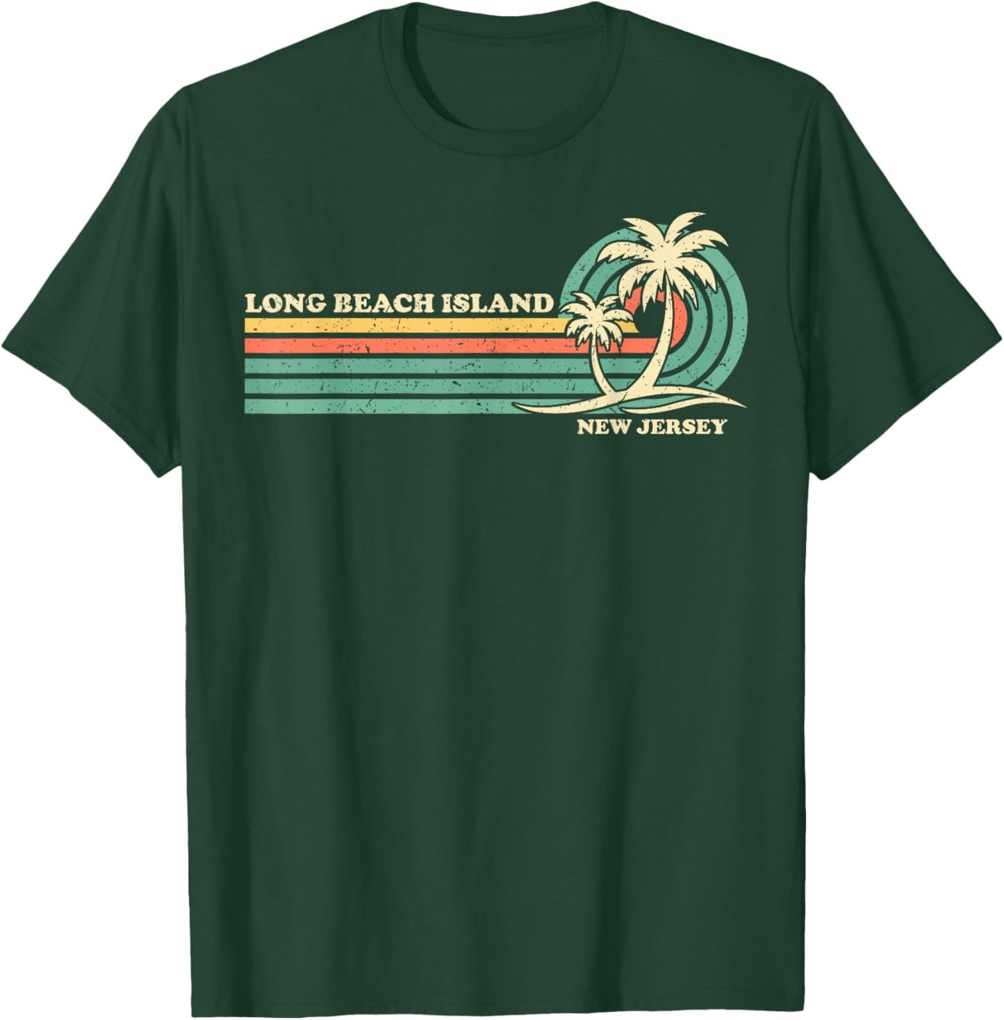 Vintage Retro Summer Vacation New Jersey Long Beach Island Men Women Girls Kids T-Shirt - T-Shirt | Forest