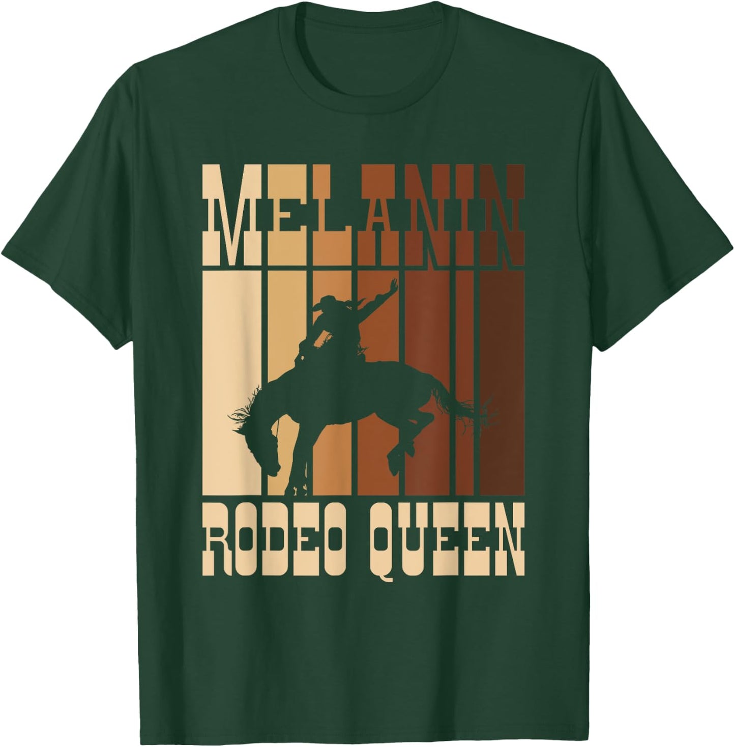 Bronc Riding Melanin Rodeo Queen African American Cowgirl T-Shirt - T-Shirt | Forest