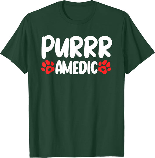 Purr Medic Vet Tech Cat Lover Veterinarian Assistant Women Kids T-Shirt - T-Shirt | Forest