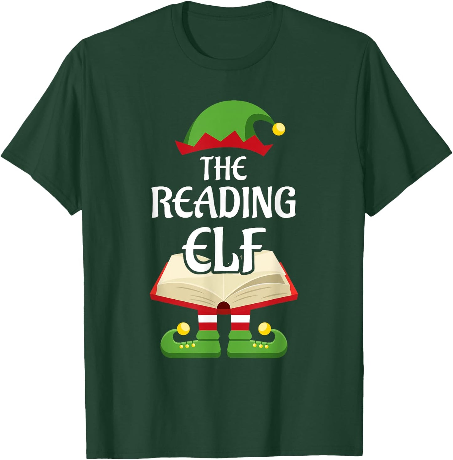 Reading Elf Family Matching Group Christmas Books T-Shirt - T-Shirt | Forest