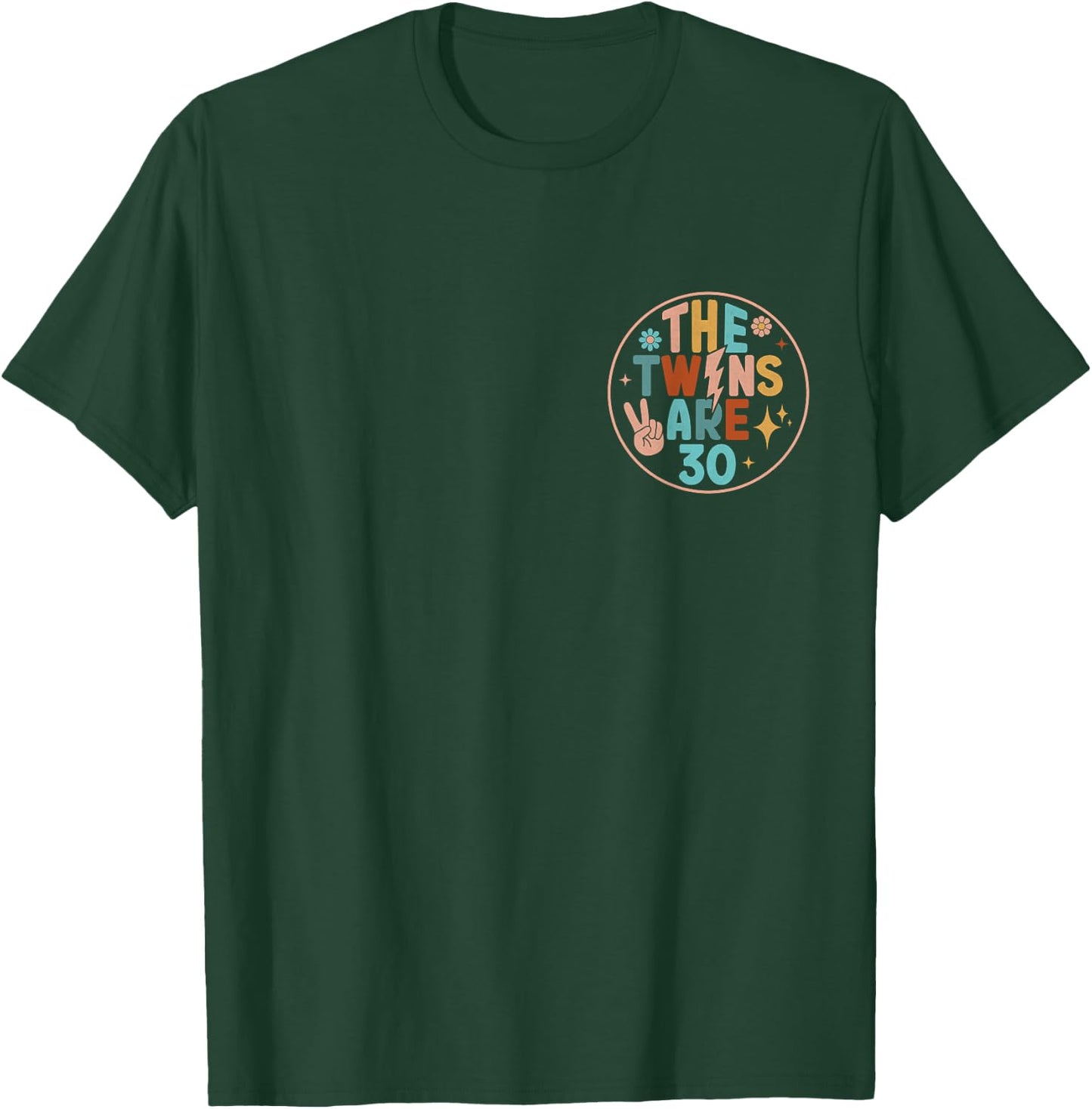 (2 SIDED) Twins 30th Birthday Party Groovy 30 Year Old Twin T-Shirt - T-Shirt | Forest