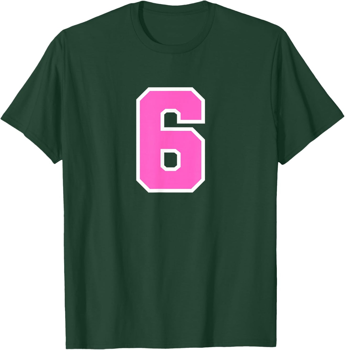 Pink Sports Team Number #6 T-Shirt - T-Shirt | Forest