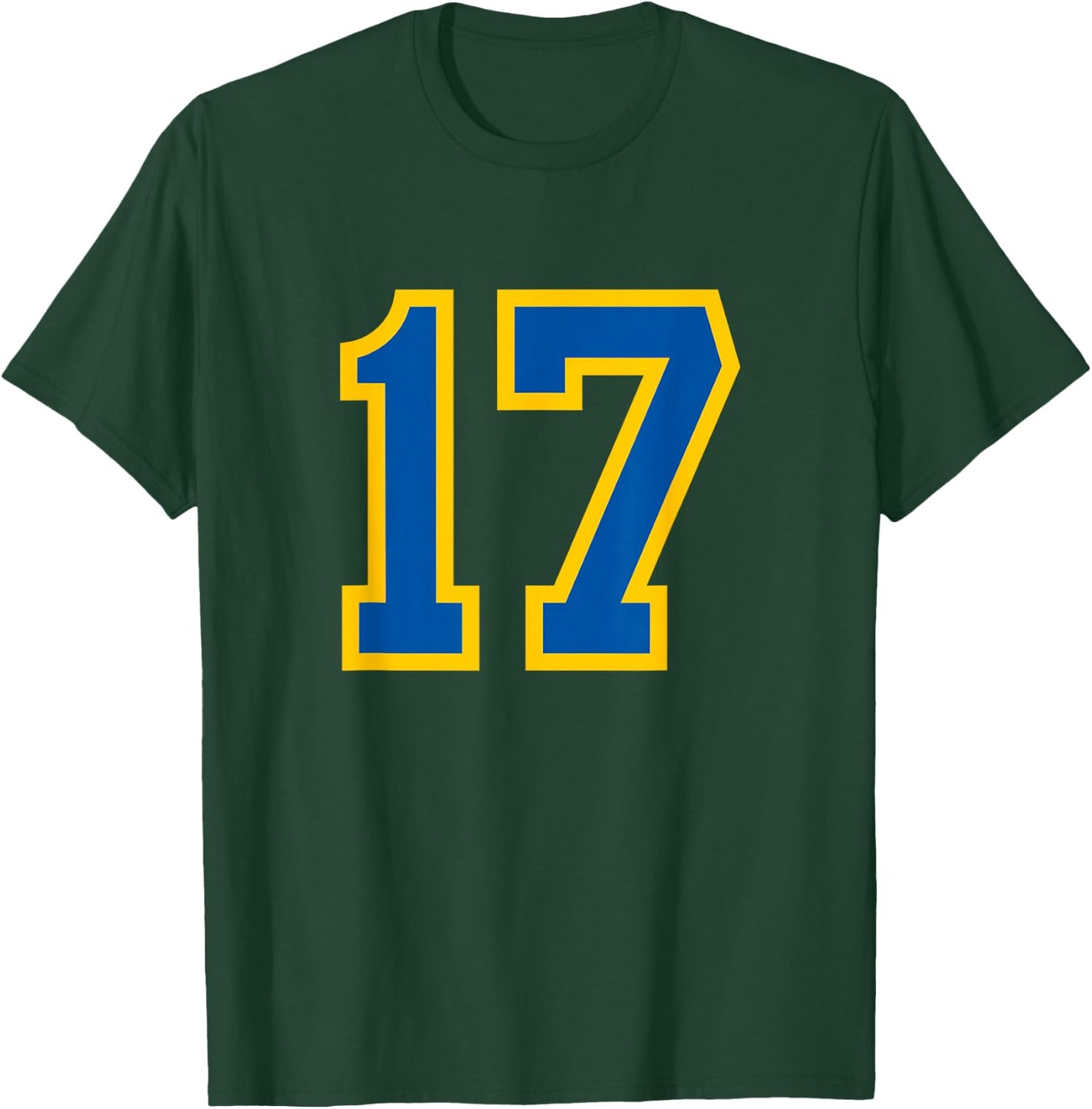 Blue Yellow Sport Team Number #17 T-Shirt - T-Shirt | Forest