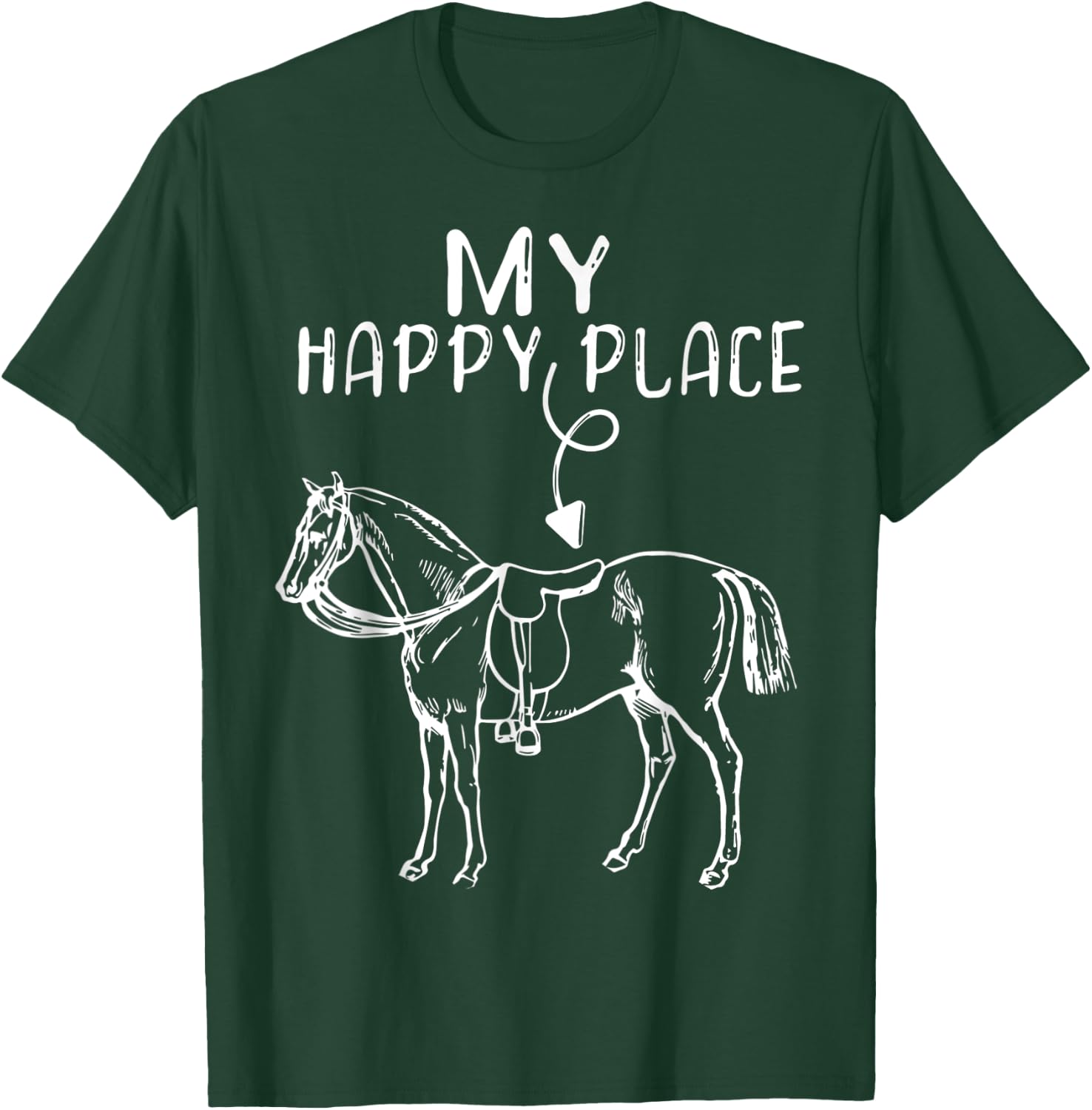 My Happy Place Horse Lover Horseback Riding Equestrian T-Shirt - T-Shirt | Forest