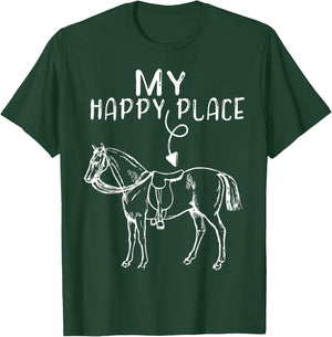 My Happy Place Horse Lover Horseback Riding Equestrian T-Shirt - T-Shirt | Forest