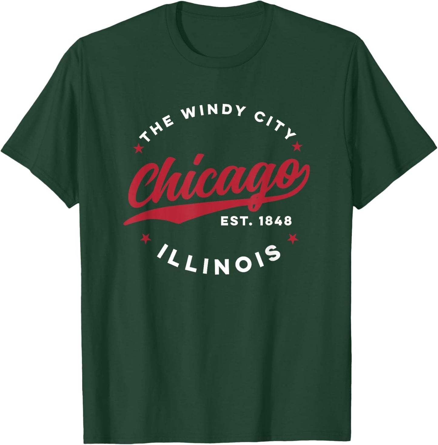 Vintage Chicago Windy City Illinois America Nickname Red T-Shirt - T-Shirt | Forest