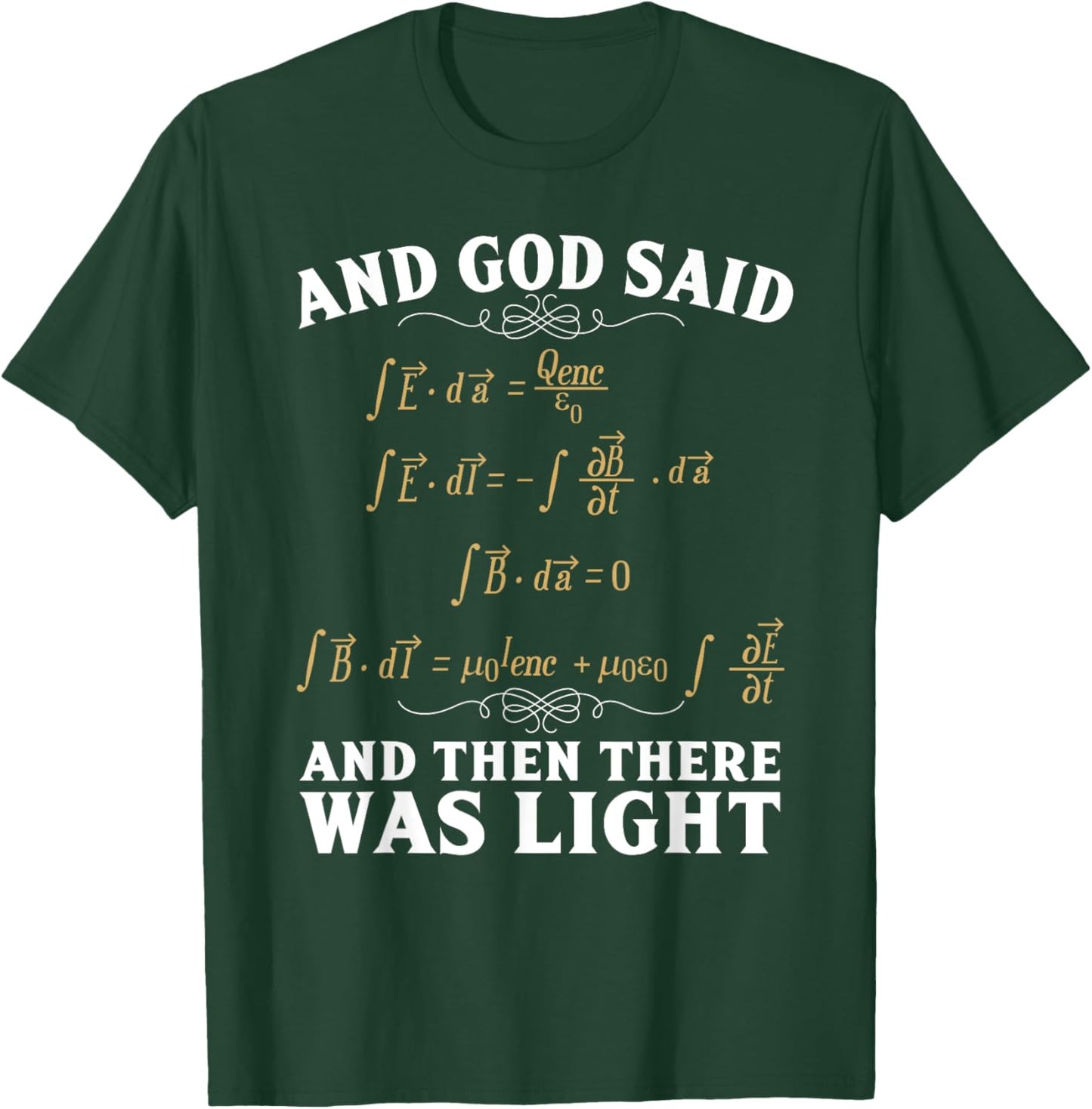 God Said And Then There Was Light Maxwell Equation Math Geek T-Shirt - T-Shirt | Forest