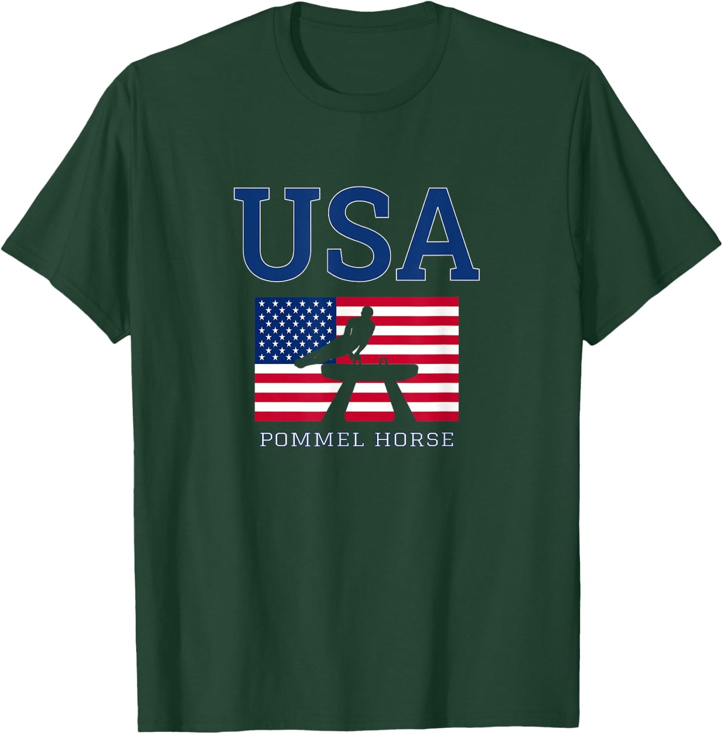 USA Flag Pommel Horse Gymnastics Team American Gymnast T-Shirt - T-Shirt | Forest