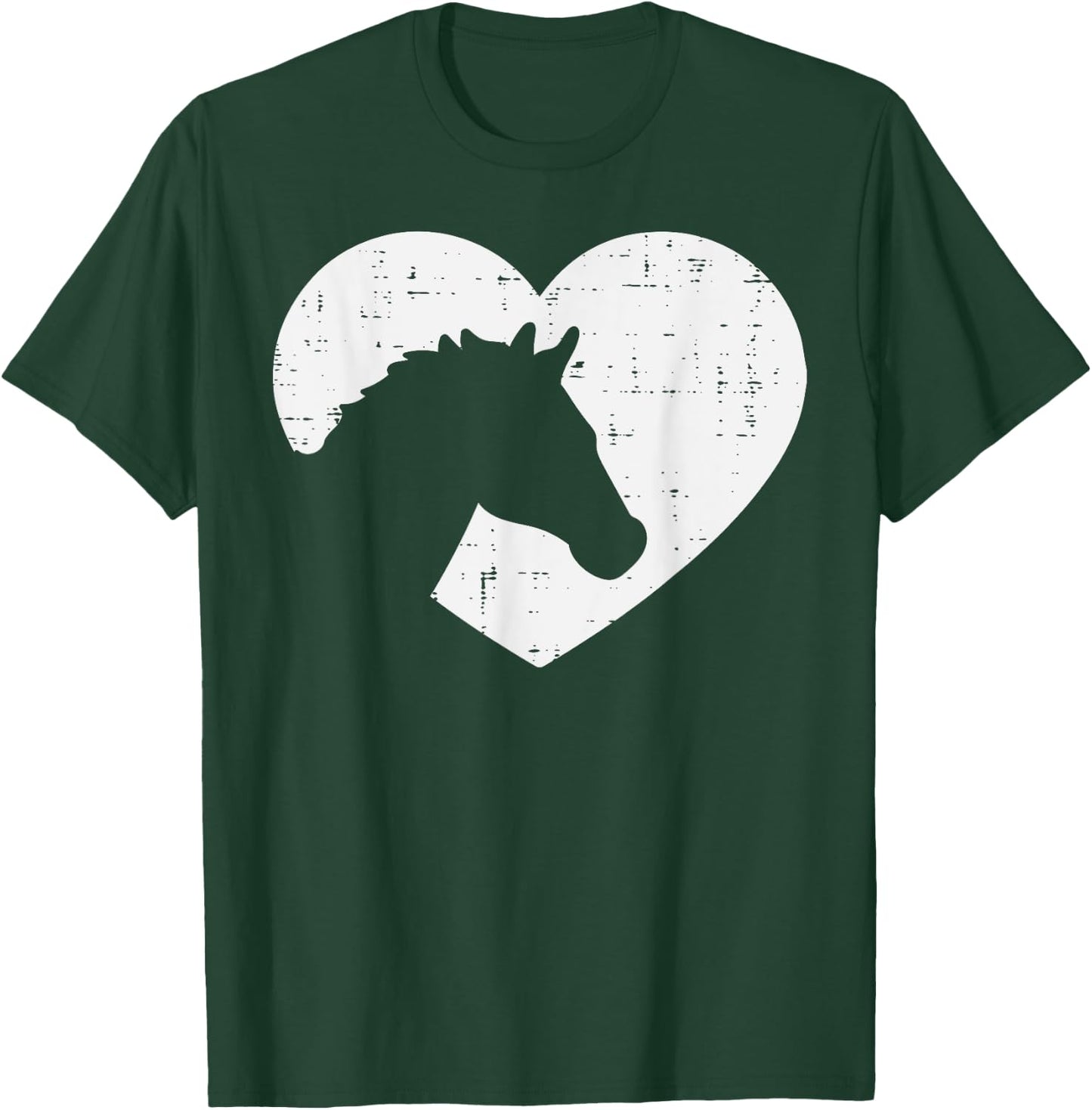 Heart Horse Silhouette Riding Rider Equestrian Men Women T-Shirt - T-Shirt | Forest