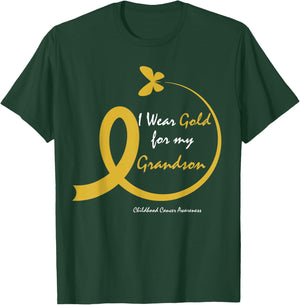 Women I Wear Gold For My Grandson Childhood Cancer Awareness T-Shirt - T-Shirt | Forest