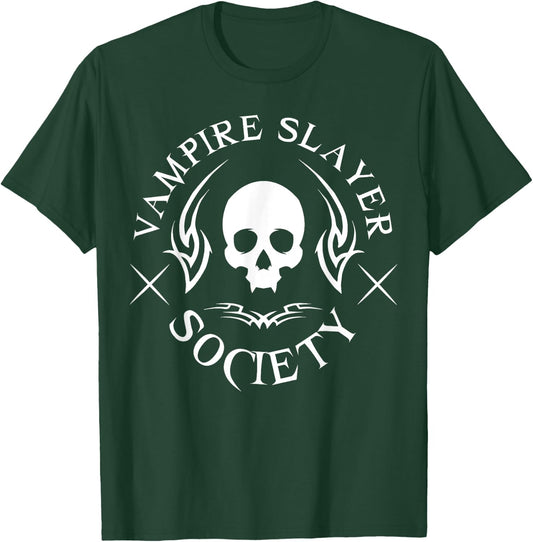 Halloween Vampire Slayer Society Vampire Hunter Skull Funny T-Shirt - T-Shirt | Forest