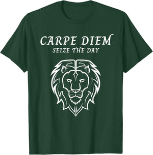 Carpe Diem Seize The Day Lion Workout Motivation Shirt T-Shirt - T-Shirt | Forest