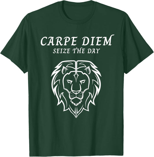 Carpe Diem Seize The Day Lion Workout Motivation Shirt T-Shirt - T-Shirt | Forest