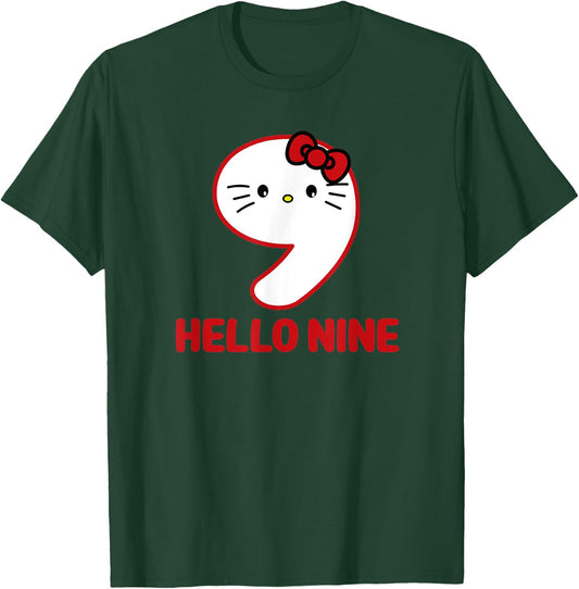 Happy Birthday Kitty, Cute Hello Nine Bday 9th Kawaii Gift T-Shirt - T-Shirt | Forest