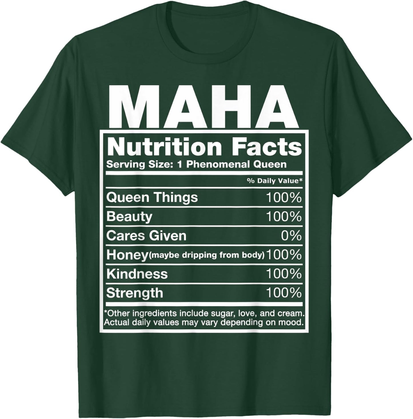 Maha Nutrition Facts Maha Name Birthday Shirt T-Shirt - T-Shirt | Forest