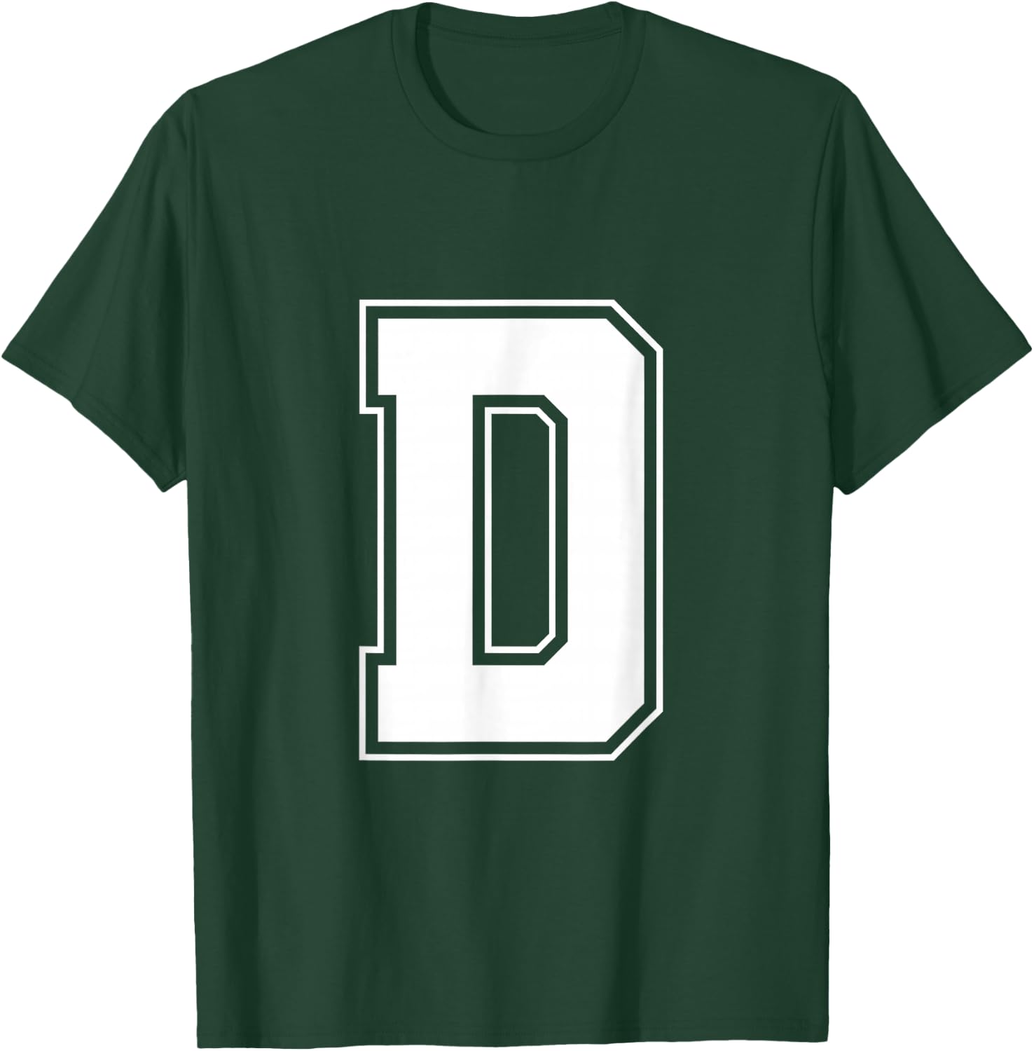 Letter D Big Bold Capital Varsity Alphabet Monogram T-Shirt - T-Shirt | Forest