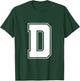 Letter D Big Bold Capital Varsity Alphabet Monogram T-Shirt - T-Shirt | Forest