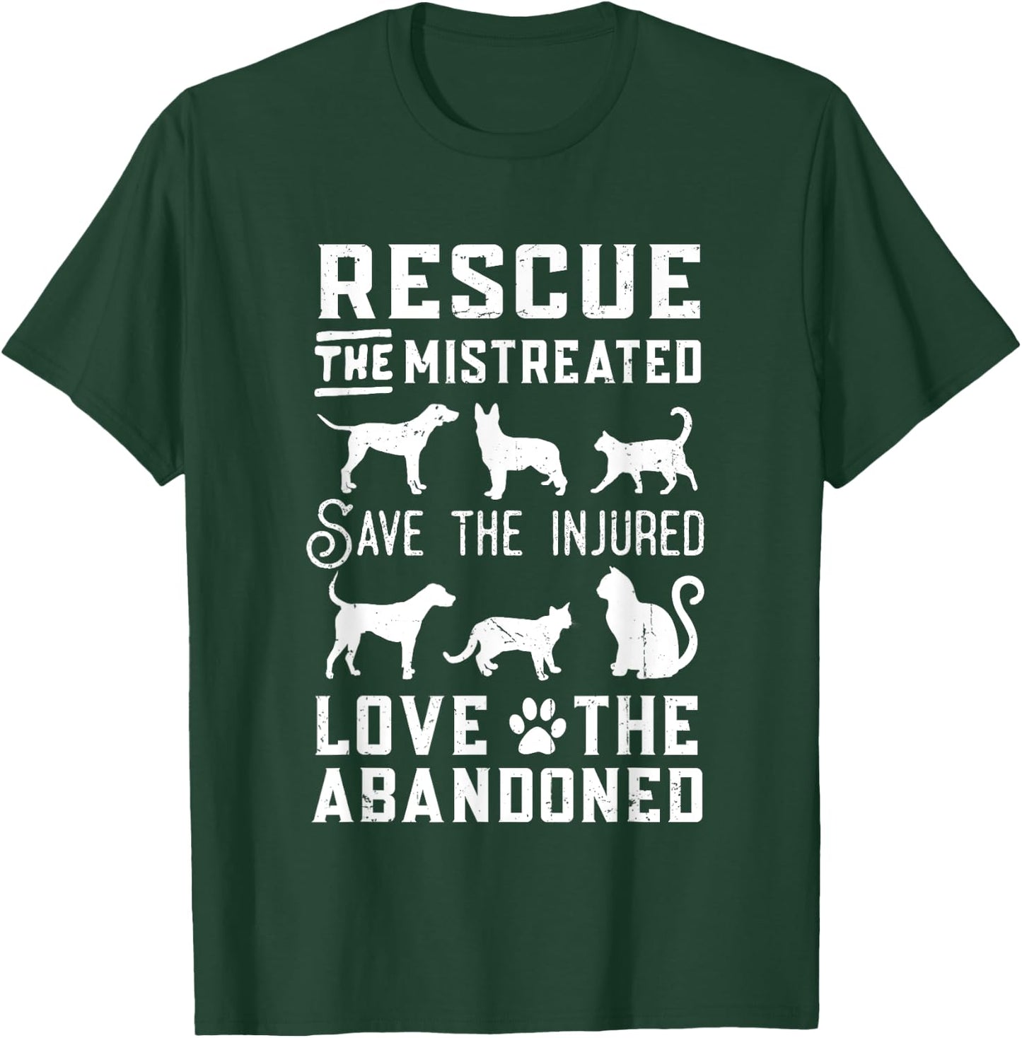 Dog Lover Cat Lover Rescue Save Love Animal Rescue Awareness Women Kids T-Shirt - T-Shirt | Forest