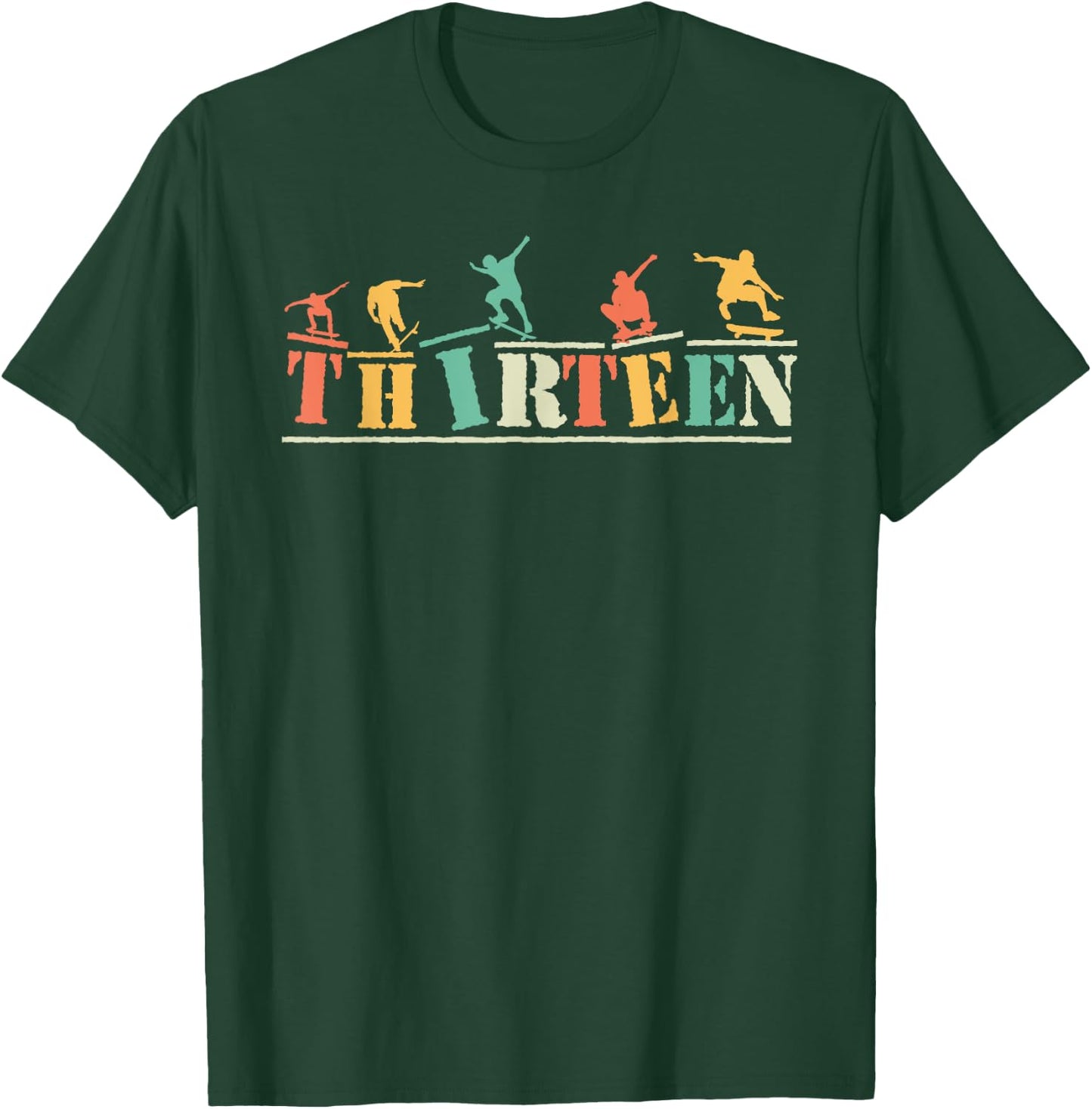 13th Birthday Skateboarder Thirteen 13 Bday Boys Kid Youth T-Shirt - T-Shirt | Forest