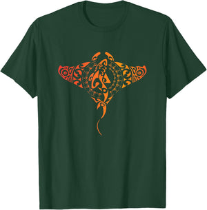 Hawaii Tribal Manta Ray Hawaiian Shirt Shark Lover T-Shirt - T-Shirt | Forest