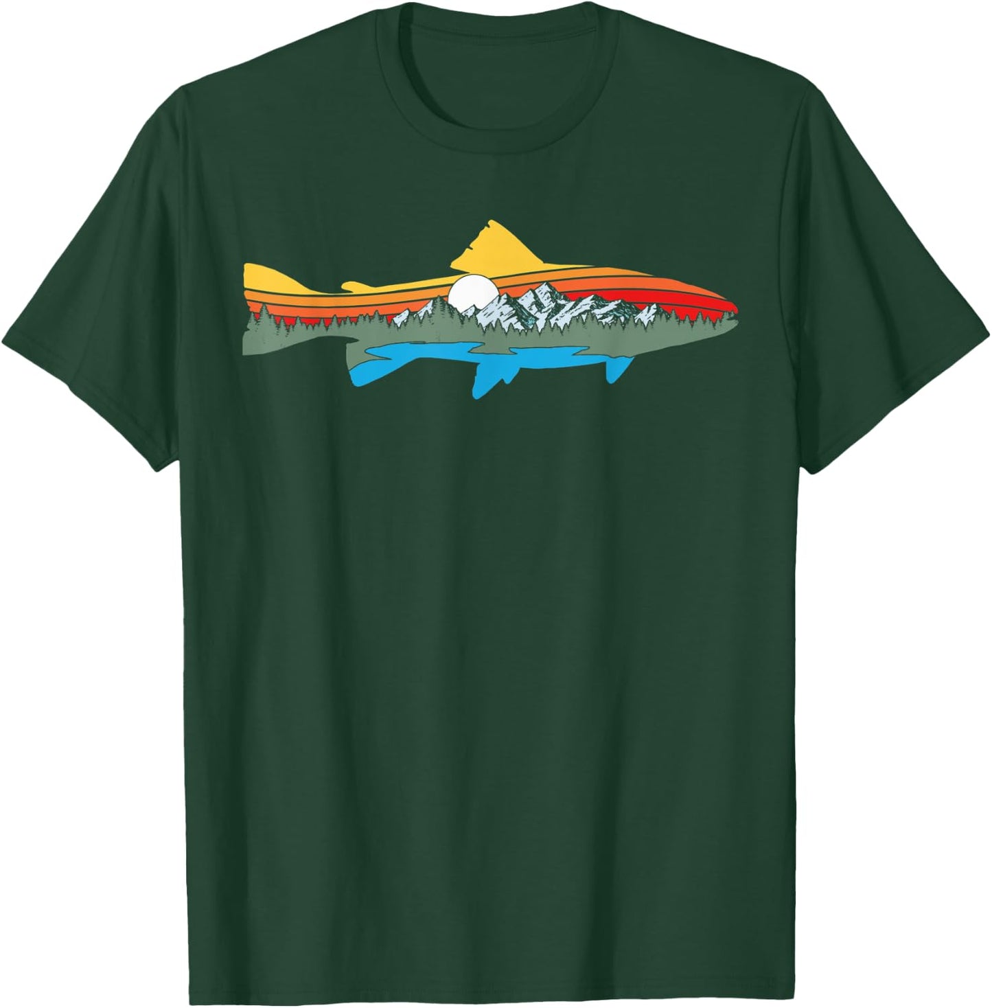 Artistic Trout Nature & Outdoor Fish & Fishing Graphic T-Shirt - T-Shirt | Forest